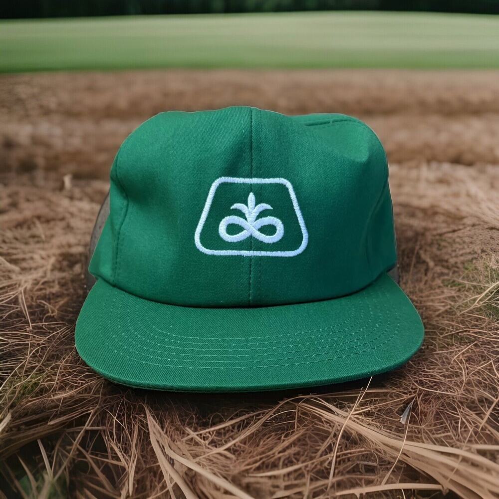 Vintage K-Products PIONEER SEED Green & White Snapback Trucker Hat Cap